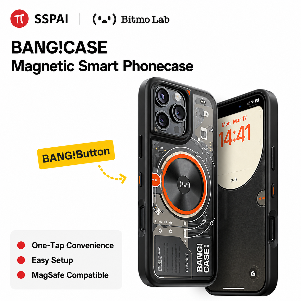 BANG!CASE™ — Transparent MagSafe iPhone Case with Programmable Action Button