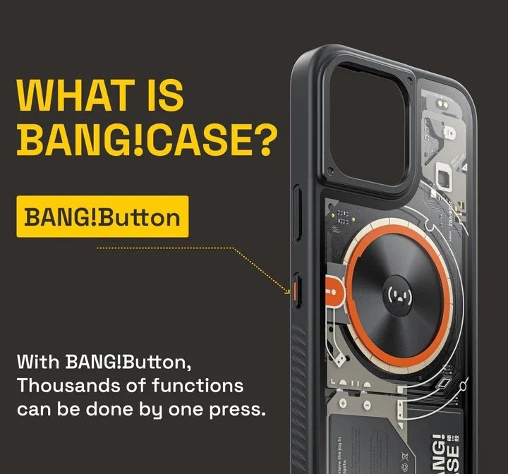 BANG!CASE™ — Transparent MagSafe iPhone Case with Programmable Action Button